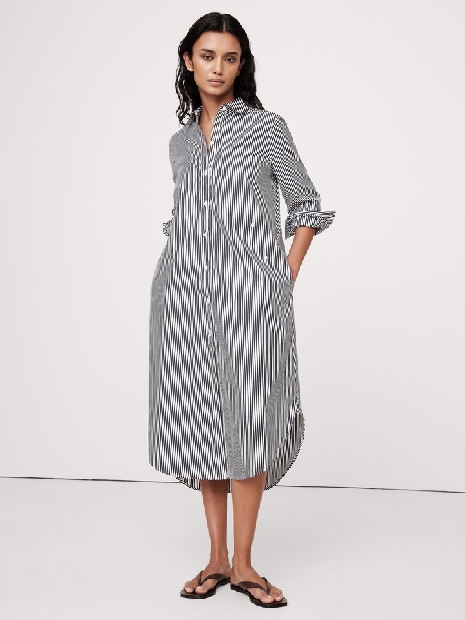 Cotton Poplin Asymmetrical Shirt Dress