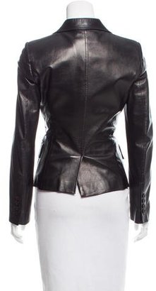 Gucci Leather Notch-Lapel Jacket