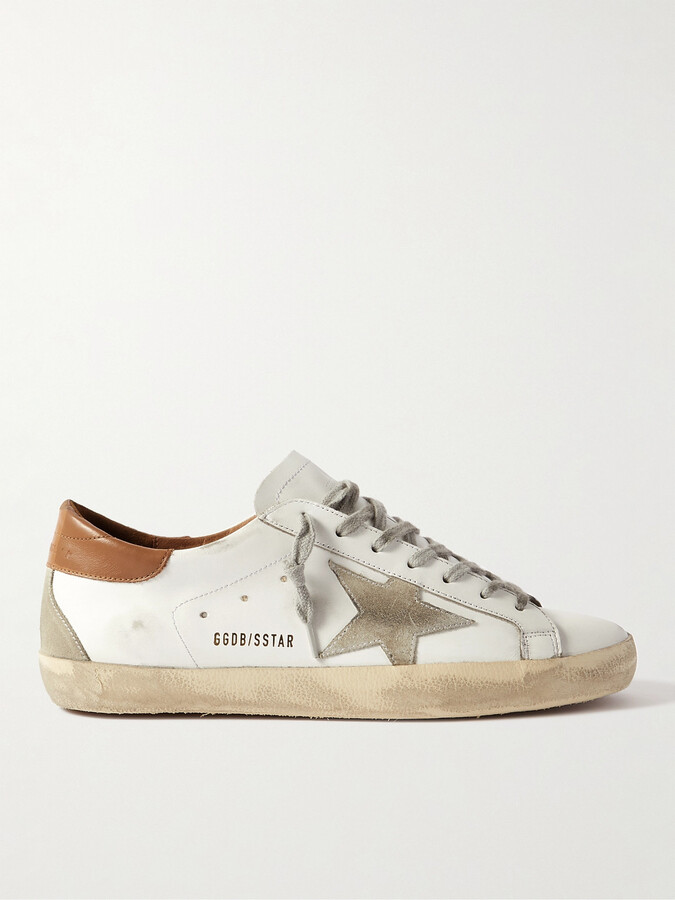 Golden Goose Superstar Distressed Leather and Suede Sneakers