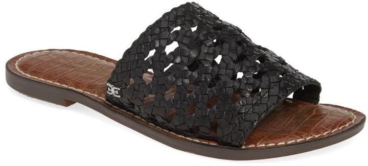 sam edelman genovia croc embossed woven slide sandal
