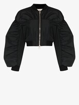 Thumbnail for your product : Alexander McQueen Gathered Cropped Bomber Jacket