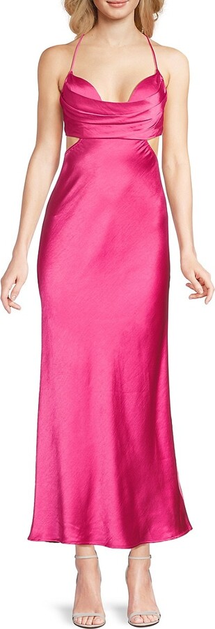 Bebe Satin Cut-Out Midi-Dress