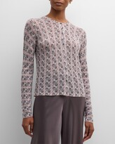 Thumbnail for your product : TSE Cashmere Abstract-Print Button-Down Cardigan