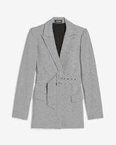 Thumbnail for your product : Express Peak Lapel Belted Houndstooth Blazer