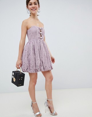 ASOS Petite DESIGN PETITE EXCLUSIVE Puff Ball Lace Mini Dress