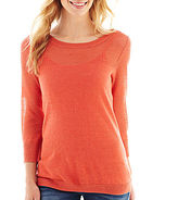 Thumbnail for your product : JCPenney a.n.a 3/4-Sleeve Mesh-Yoke Sweater