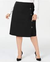 Thumbnail for your product : NY Collection Plus Size & Petite Plus Button-Side Skirt