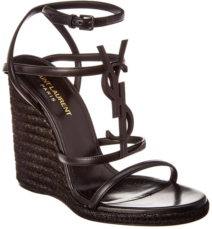Saint Laurent Cassandra 110 Leather Wedge Sandal ShopStyle
