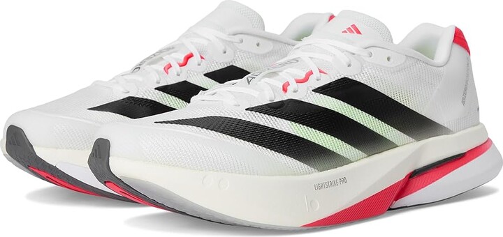 adidas Running Adizero Boston 13 Running Shoes Men's Shoes White/Black/Lucid Red : 5.5 D - Medium, Rubber
