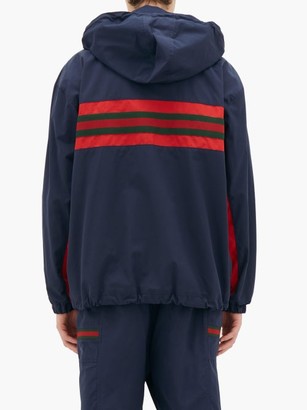 Gucci Web-stripe Shell Hooded Jacket - Navy