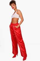 Thumbnail for your product : boohoo Sateen Wide Leg Woven Sports Trouser