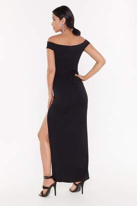 Nasty Gal Womens You Can't Slit with Us Off-the-Shoulder Maxi Dress - black - 10