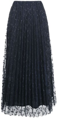 P.A.R.O.S.H. Embroidered Tulle Midi Skirt