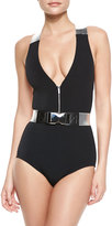 Thumbnail for your product : Michael Kors Belted V-Neck Maillot