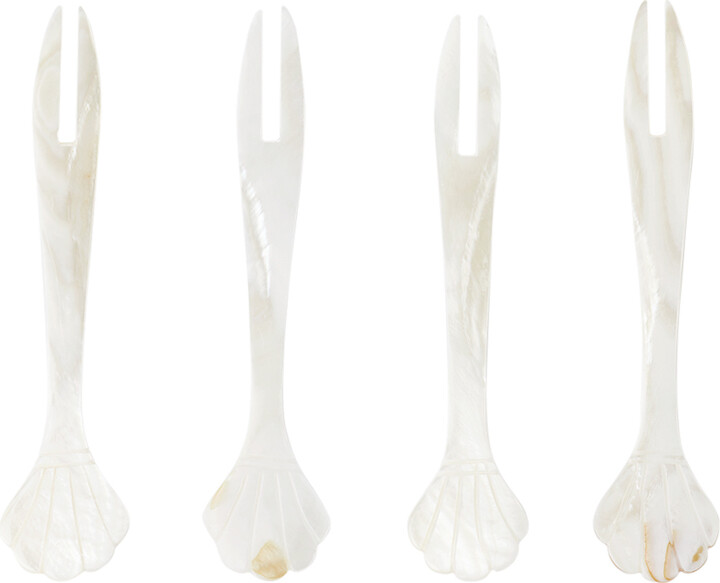 Gohar World Off-White Champagne Lallier Edition Mother of Pearl Seafood Pick Set, 4 pcs