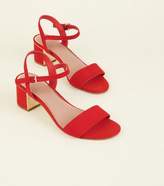 Thumbnail for your product : New Look Wide Fit Red Suedette Metal Mid Block Heels