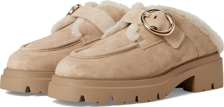 Stuart Weitzman Benni Shearling Mule Women's Shoes Adobe/Vanilla : 7.5 M, Leather