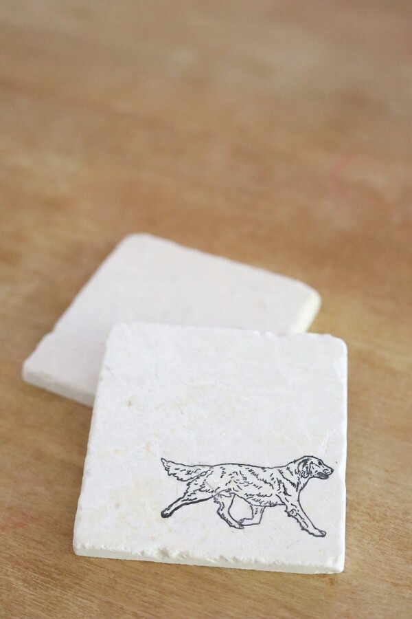 Golden Retriever Running Marble Coaster Set - Gift - Mom - Pet Loss - Dog Stone Coasters - Drink