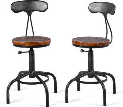 Williston Forge Jawara Swivel Solid Wood Adjustable Height Short Counter Stool