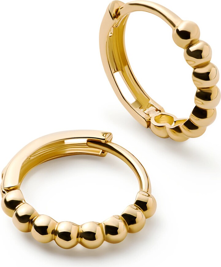 Ana Luisa Solid Yellow Gold - Gold Bead Hoops Small