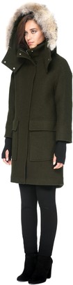 Soia & Kyo KARINE-C relaxed fit boiled wool coat with fur trim in army