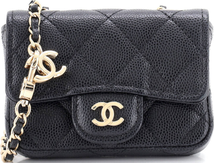 Chanel Classic Flap Chain Belt Bag Quilted Caviar Mini