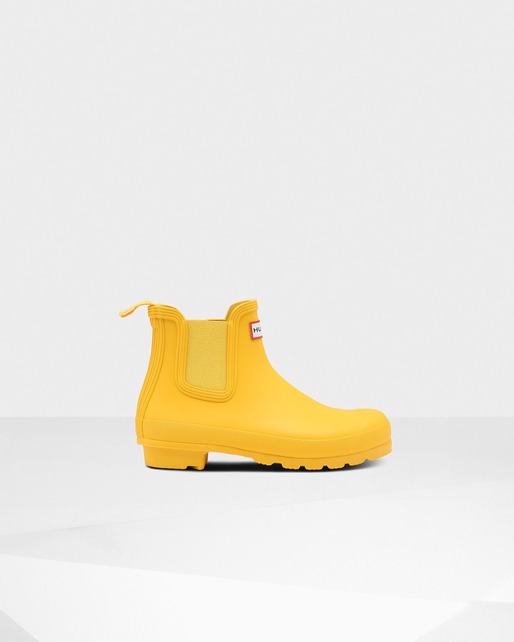 hunter yellow ankle boots