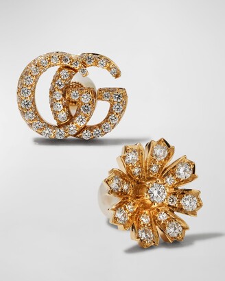 Gucci 18k Gold Diamond Flora GG Earrings