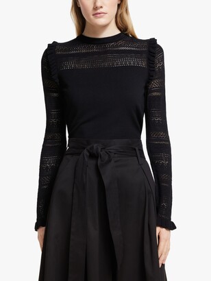 Somerset by Alice Temperley Pointelle Knit Top, Black