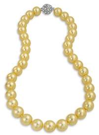 Bling Jewelry Rhodium Plated Simulated Golden Pearl Bridal Necklace
