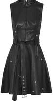 Alexander McQueen - Zip-embellished Belted Textured-leather Mini Dress - Black