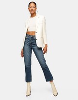 Thumbnail for your product : Topshop Editor straight leg jeans in mid blue