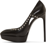 Thumbnail for your product : Saint Laurent Black Leather Studded Janis Stiletto Shoes