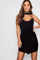 Thumbnail for your product : boohoo Petite Cowl Neck Pointed Hem Bodycon Dress