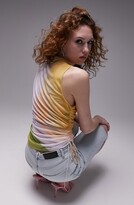Thumbnail for your product : Topshop Watercolor Ruched Side Mesh Tank