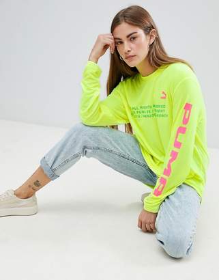 Puma Exclusive To ASOS Long Sleeve T-Shirt With Techno Logo In Neon Yellow