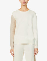 Thumbnail for your product : Chinti and Parker Contrast-panel fine-knit cashmere jumper