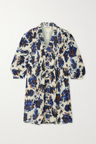 Thumbnail for your product : Diane von Furstenberg Layla Ruffled Floral-print Chiffon Mini Dress - Navy