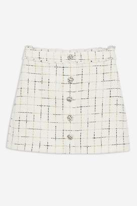 Topshop Crystal Trim Boucle Mini Skirt