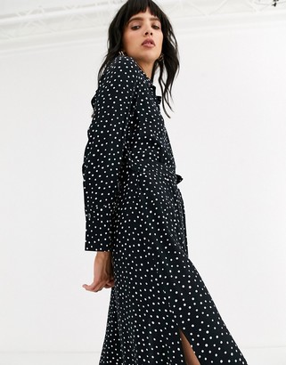 Topshop shirt dress with open back in polka dot