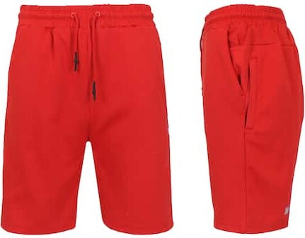Galaxy By Harvic Men's Tech Fleece Jogger Sweat Lounge Shorts with Long Zipper Side Pocket in Red