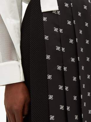 Fendi Ff-print Silk-twill Pleated Skirt - Black White