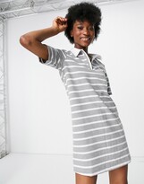 Thumbnail for your product : Stradivarius polo dress in grey stripes