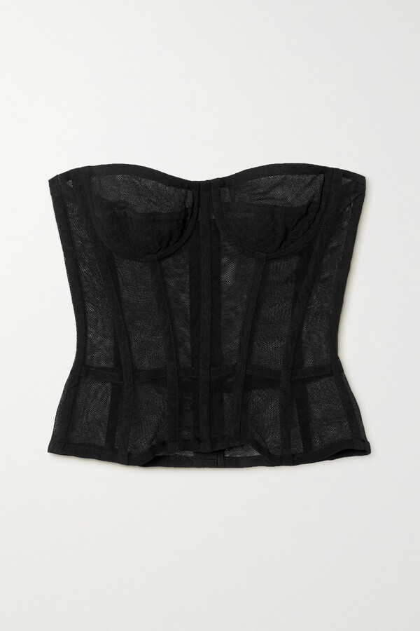 Cotton tulle bustier top in BLACK for Women