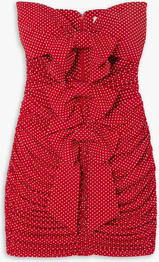 Alexandre Vauthier Strapless bow-detailed cutout polka-dot stretch