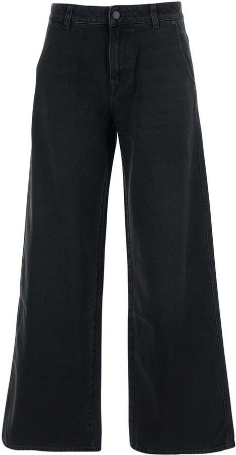 AG Jeans Logo Patch Wide-Leg Jeans