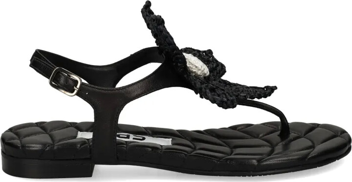 ras Flower-Embellished Thong Sandals