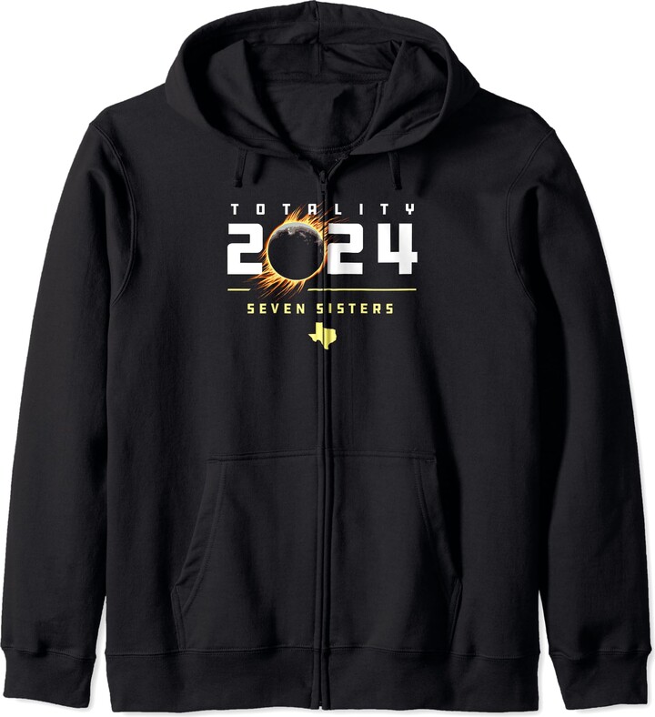 Terry's Texas Total Eclipse Gear Seven Sisters Texas 2024 Total Solar Eclipse Zip Hoodie