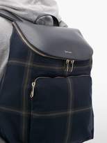 Thumbnail for your product : Paul Smith Checked Wool-blend And Leather Backpack - Mens - Blue