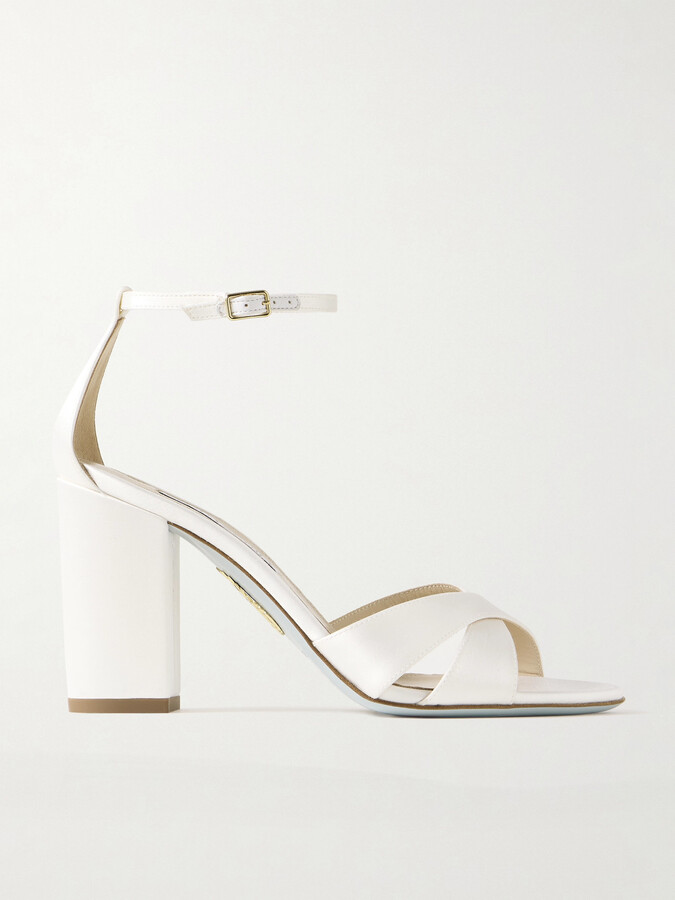 Aquazzura Divine 85 Satin Sandals White ShopStyle